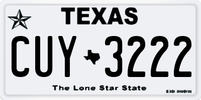 TX license plate CUY3222