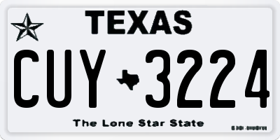 TX license plate CUY3224