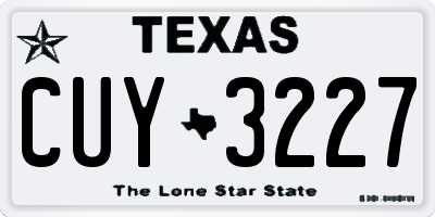 TX license plate CUY3227