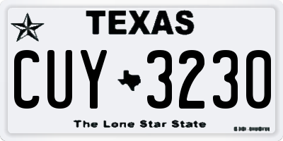 TX license plate CUY3230