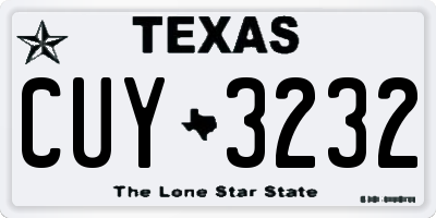 TX license plate CUY3232
