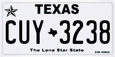 TX license plate CUY3238