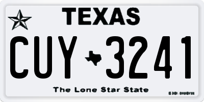 TX license plate CUY3241