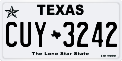 TX license plate CUY3242