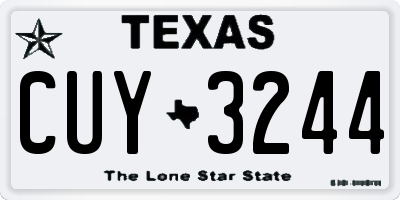 TX license plate CUY3244
