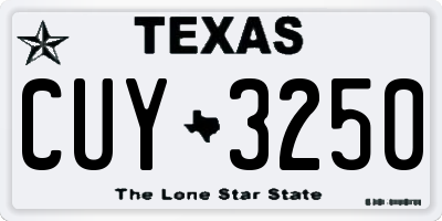 TX license plate CUY3250