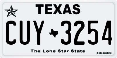 TX license plate CUY3254