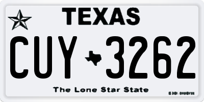 TX license plate CUY3262