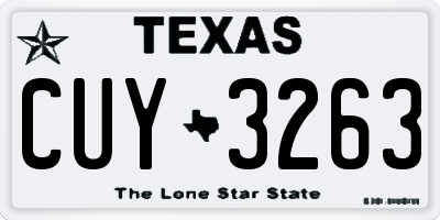TX license plate CUY3263