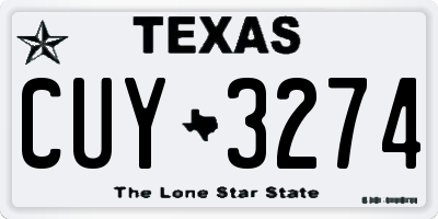 TX license plate CUY3274