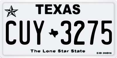 TX license plate CUY3275