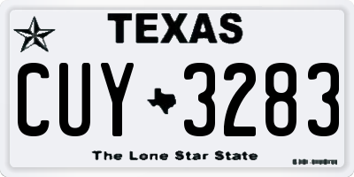 TX license plate CUY3283