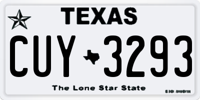 TX license plate CUY3293