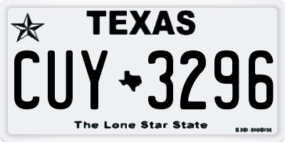 TX license plate CUY3296