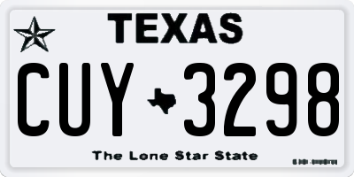 TX license plate CUY3298