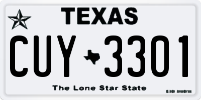 TX license plate CUY3301