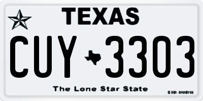 TX license plate CUY3303