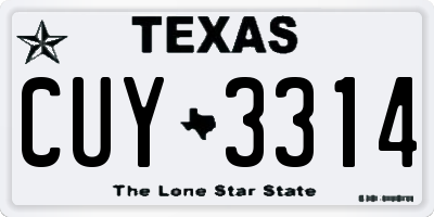 TX license plate CUY3314