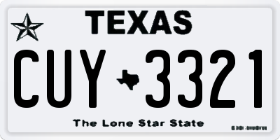 TX license plate CUY3321