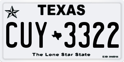 TX license plate CUY3322