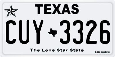 TX license plate CUY3326