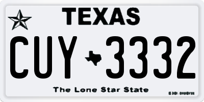 TX license plate CUY3332