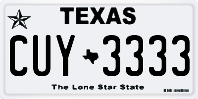TX license plate CUY3333