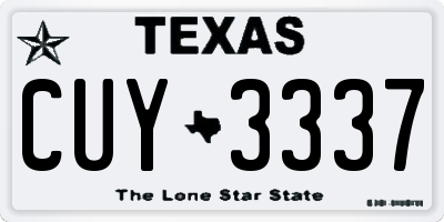 TX license plate CUY3337