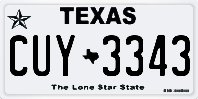 TX license plate CUY3343