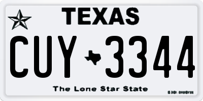 TX license plate CUY3344