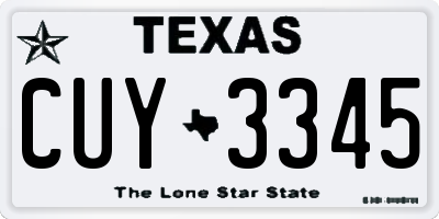 TX license plate CUY3345