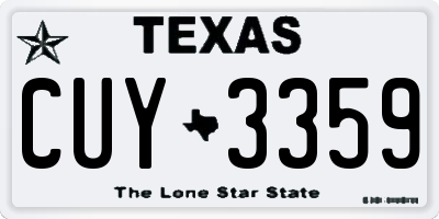 TX license plate CUY3359