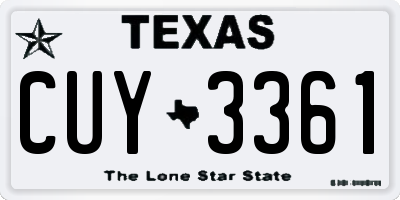 TX license plate CUY3361