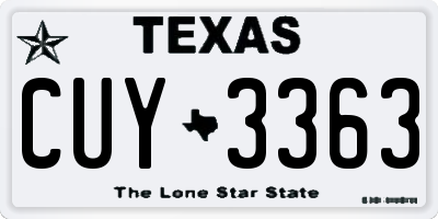 TX license plate CUY3363