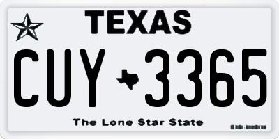 TX license plate CUY3365