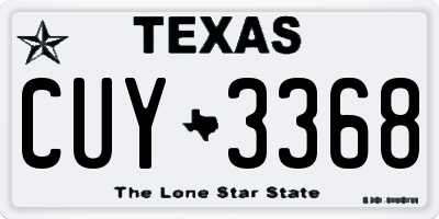 TX license plate CUY3368