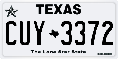 TX license plate CUY3372