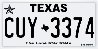TX license plate CUY3374