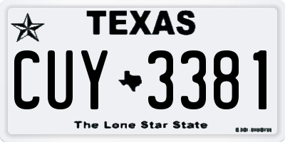 TX license plate CUY3381