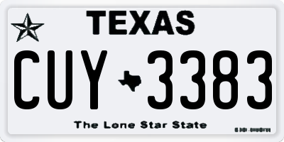 TX license plate CUY3383