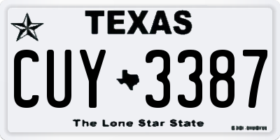 TX license plate CUY3387