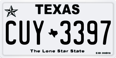 TX license plate CUY3397