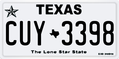 TX license plate CUY3398