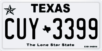 TX license plate CUY3399