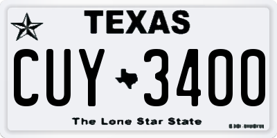 TX license plate CUY3400