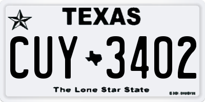 TX license plate CUY3402
