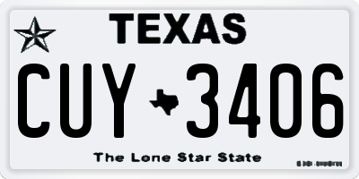 TX license plate CUY3406