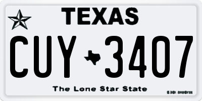 TX license plate CUY3407