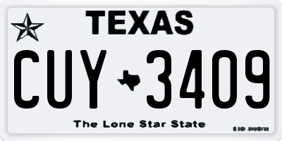 TX license plate CUY3409