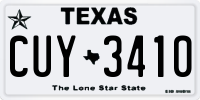 TX license plate CUY3410